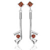 Sterling Silver Garnet Club Dangle Earrings