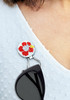Eyeglass Holder With Removable Red Hibiscus Crystal Ball Marker