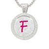 Chameleon Magnetic Necklace with Interchangeable "F" Micro Pave Crystal Golf Ball Marker in Pink