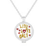 Crystal Live Love Life Silver Necklace with Glitzy Live Love Golf Charm