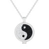 Crystal Live Love Life Silver Necklace with Yin and Yang Micro Pave Crystal Charm