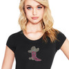 Pink Cowgirl Boot Crystal Black T-Shirt