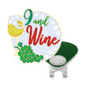 "9 and Wine" White Wine Ball Marker adorned with Crystals from Swarovski®- with Hat Clip