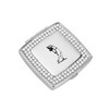 Silver Mirror Compact adorned with Swarovski® Crystals, Engraved with Lady Golfer