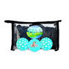 Gift Set - Clear Ditty Bag with Turquoise Blue Polka Dot Golf balls, "I Love Paris" Golf Ball & Microfiber Towel Set