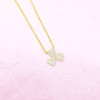 Sterling Silver Cubic Zirconia Three Leaf Clover Necklace | Gold or Silver