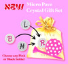 Gift Set - Pink Polka Dor Golf Ball, Tee & Pink or Black Micro Pave Crystal Initial of Your Choice