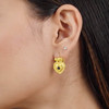 Blanca Signed Matte Gold Heart Earrings With Black Accent