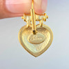 Blanca Signed Matte Gold Heart Earrings With Black Accent