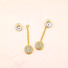 Two Piece Crystal Stud Earrings With Removable Gold Dangle Disc With Crystals