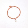 Rose Gold Bead Bracelet With Dainty Pearl Charm