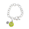 Tennis Ball & Racket Charm Bracelet - Large Link Toggle Clasp