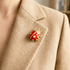 Vintage Gold Ladybug Brooch Pin with Red Enamel & Crystal Accents