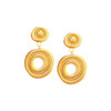 Large Matte Gold Abstract Disc Clip On Earrings