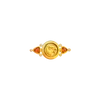 Greek Style Lion Head Cameo Brooch with Amber Stones