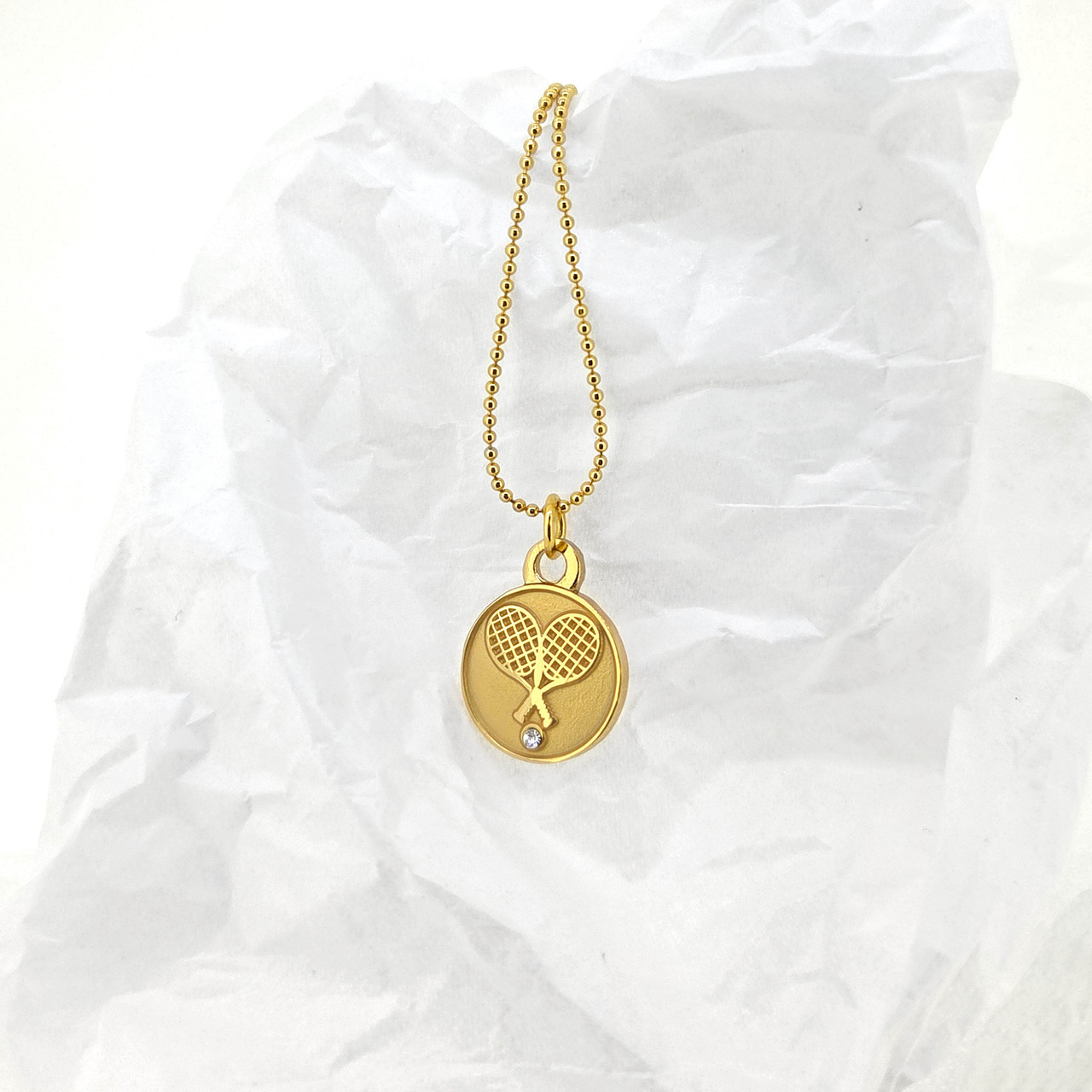 Crossed Tennis Racquet Pendant Necklace