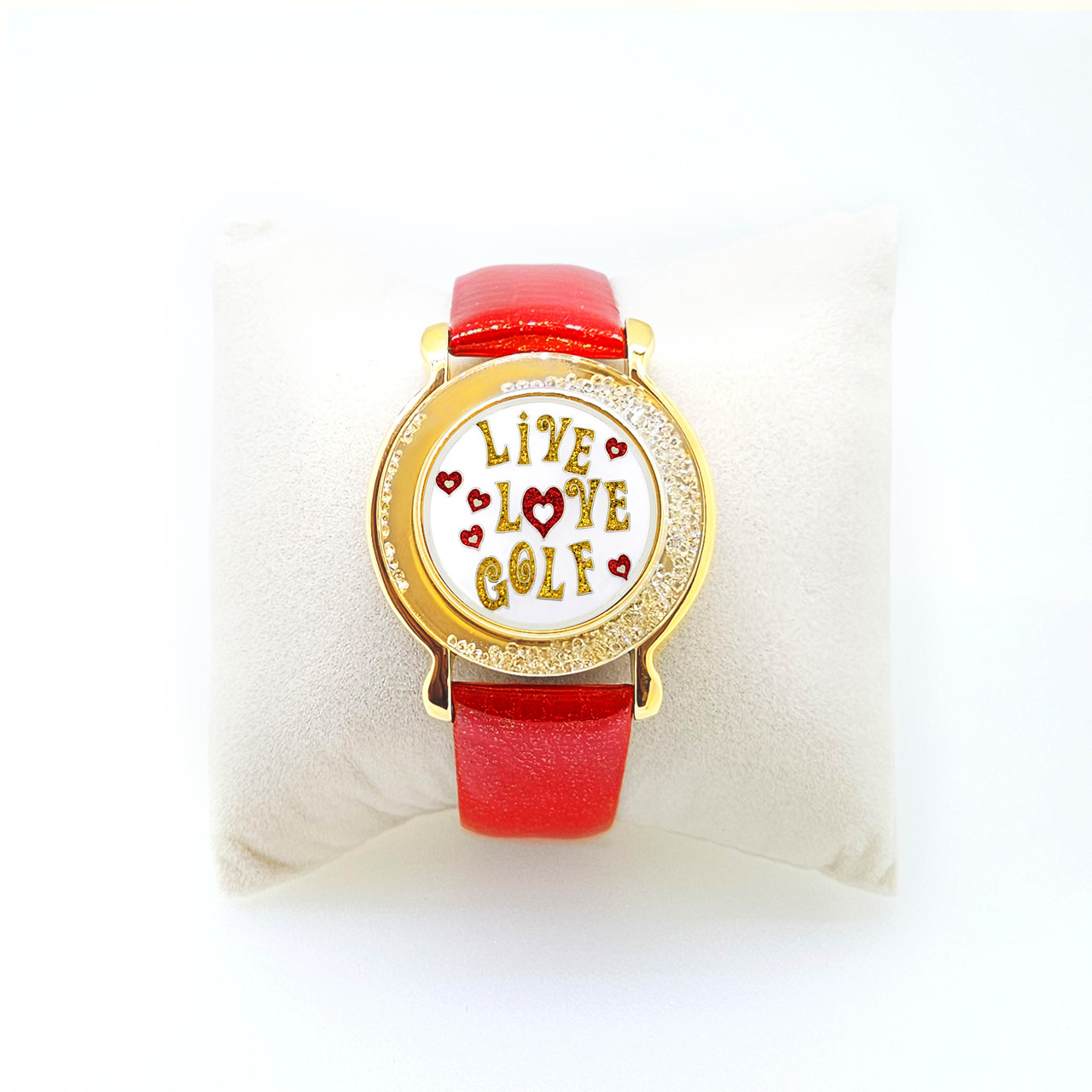 Navika Red Leather Ball Marker Bracelet w/ Live Love Golf Marker