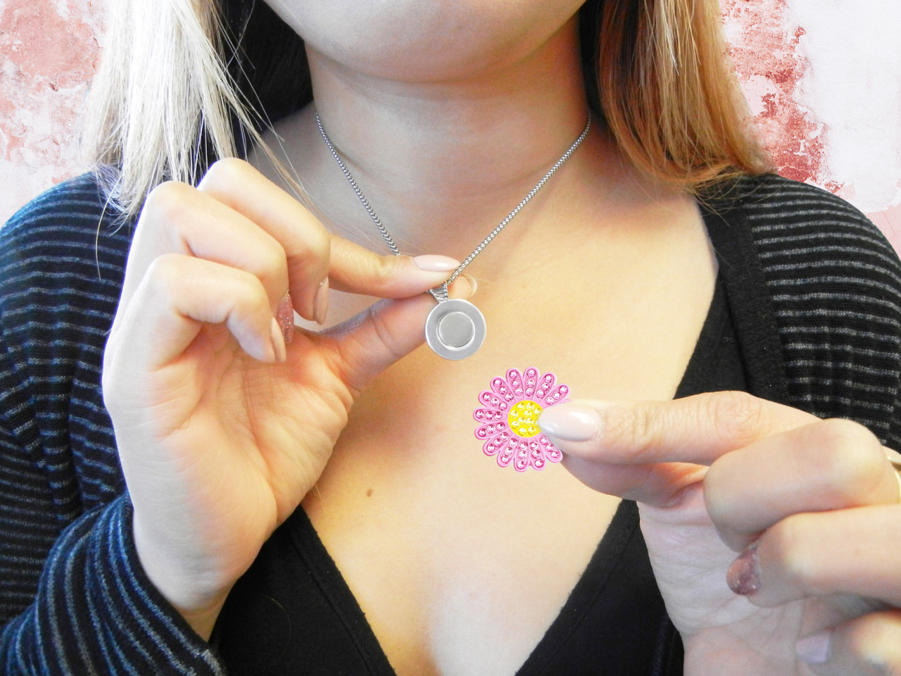Navika Heart Swarovski Crystal Ball Marker on Serenity Magnetic Necklace