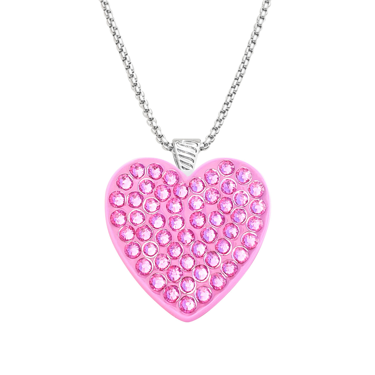 Mahi Heart Dolphino Pendant with Solitaire Pink Swarovski Crystal for