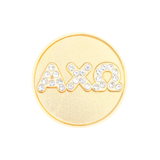 Alpha Chi Omega Crystal Letter Sorority Magnetic Ball Marker and Hat Clip
