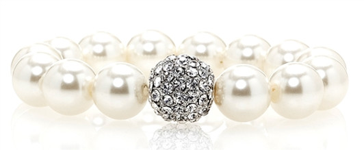 White Pearl Bracelet adorned with Crystal Accent from Swarovski®