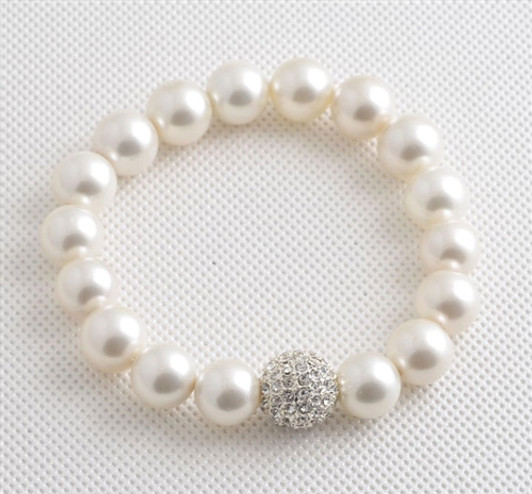 White Pearl Bracelet adorned with Crystal Accent from Swarovski®