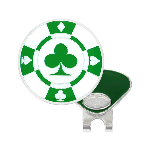Poker Chip Green Clover Ball Marker with Hat Clip