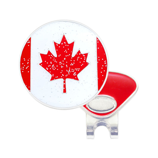 Canadian Flag Glitzy Ball Marker with Hat Clip