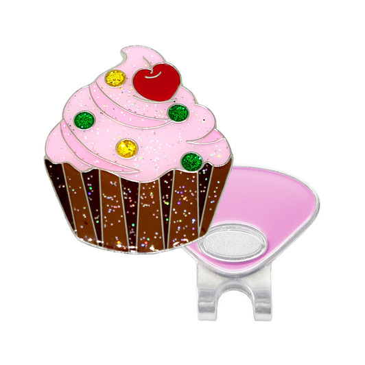 Cupcake Glitzy Ball Marker with Hat Clip