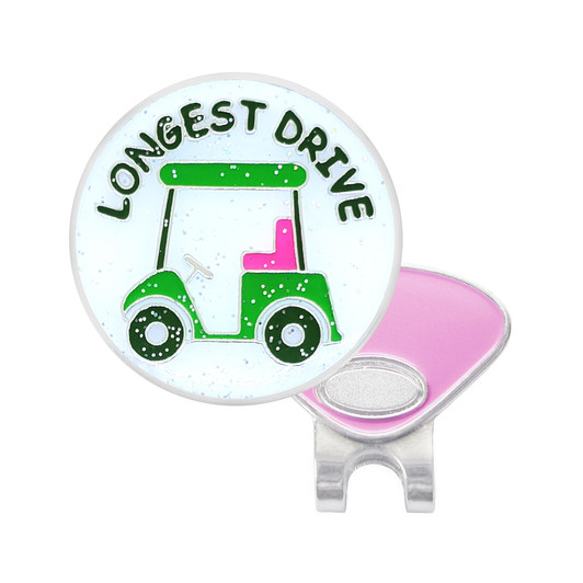 Longest Drive Glitzy Ball Marker with Hat Clip