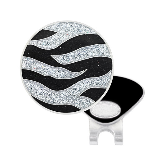 Zebra Glitzy Ball Marker with Hat Clip