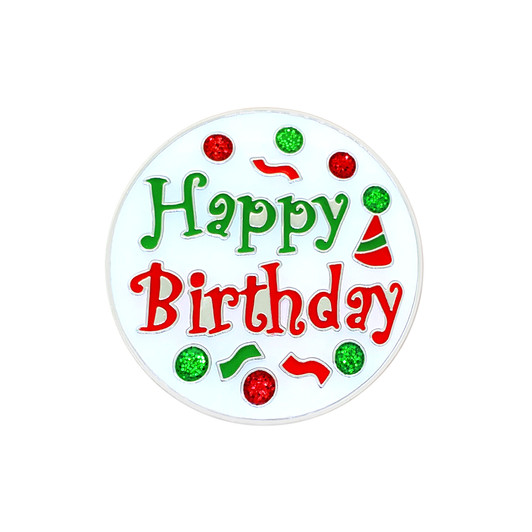 Happy Birthday Golf Ball Marker with Swarovski Crystals by Navika