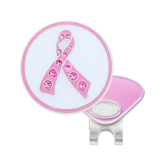 Pink Ribbon Golf Ball Marker with Swarovski Crystals by Navika