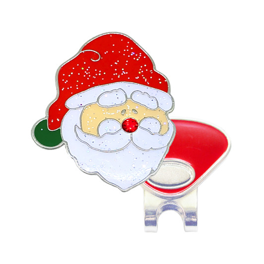 Christmas themed Santa Claus Glitzy Ball Marker adorned with Crystal from Swarovski® and Hat Clip