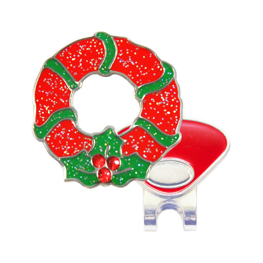 Christmas Wreath Glitzy Ball Marker adorned with Crystals from Swarovski®- and Hat Clip