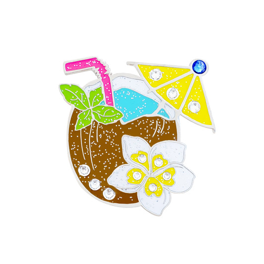 Tropical Coconut Drink Golf Ball Marker with Swarovski Crystals by Navika