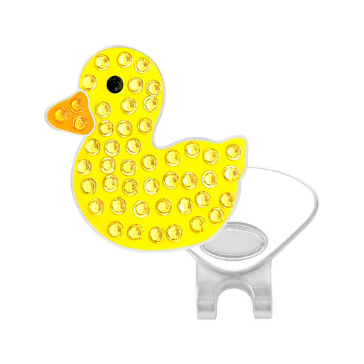 Yellow Duck Golf Ball Marker with Swarovski Crystals by Navika