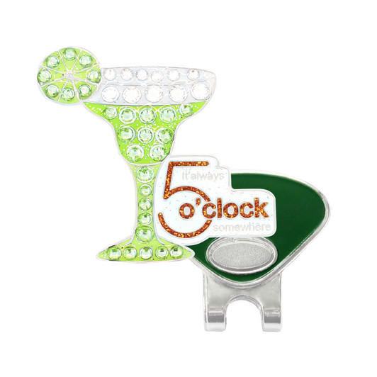 It's 5 O'Clock Somewhere Golf Ball Marker with Swarovski Crystals by Navika