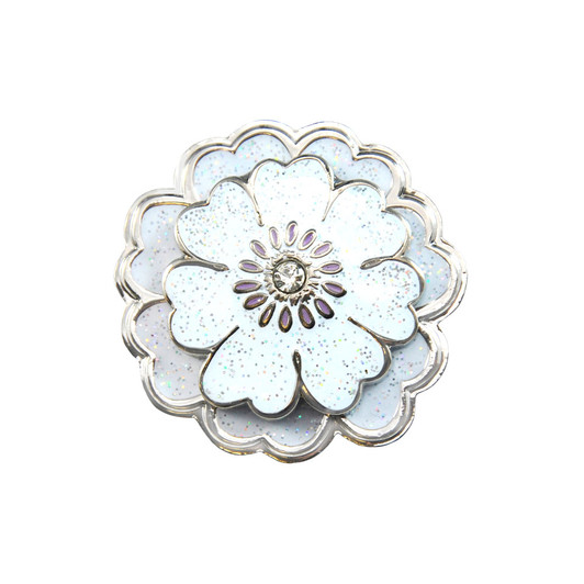 White Flower Golf Ball Marker with Swarovski Crystals by Navika