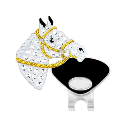 White Horse Golf Ball Marker with Swarovski Crystals by Navika