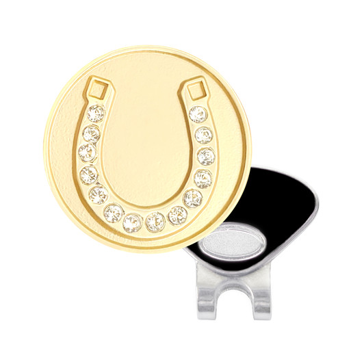 Gold Horseshoe Golf Ball Marker with Swarovski Crystals by Navika Gold Horseshoe Golf Ball Marker with Swarovski Crystals by Navika