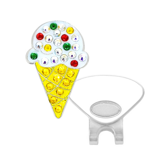 Ice Cream Cone Golf Ball Marker with Swarovski Crystals by Navika