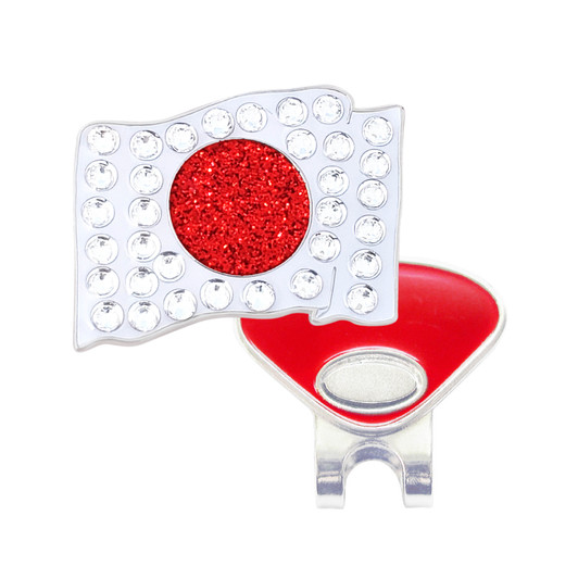 Japan Flag Golf Ball Marker with Swarovski Crystals by Navika