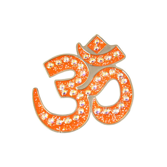 Om Symbol Yoga Themed Golf Ball Marker with Swarovski Crystals by Navika