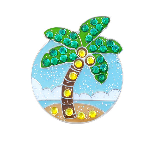 Palm Tree Golf Ball Marker with Swarovski Crystals by Navika Palm Tree Golf Ball Marker with Swarovski Crystals by Navika