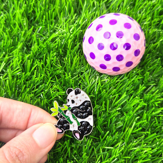 Panda Ball Marker adorned with Crystals from Swarovski®- with Hat Clip