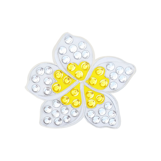 White Plumeria Flower Golf Ball Marker with Swarovski Crystals by Navika