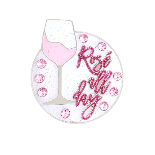 Rose All Day Wine Themed Golf Ball Marker with Swarovski Crystals by Navika