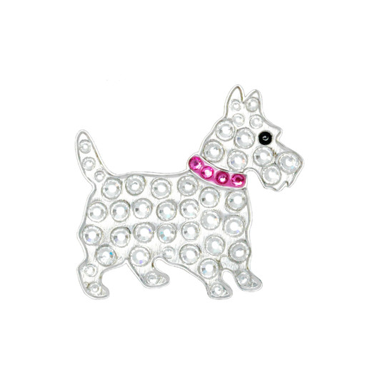 Pink Scottie Dog Golf Ball Marker with Swarovski Crystals by Navika
