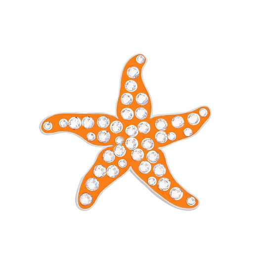 Orange Starfish Golf Ball Marker with Swarovski Crystals by Navika